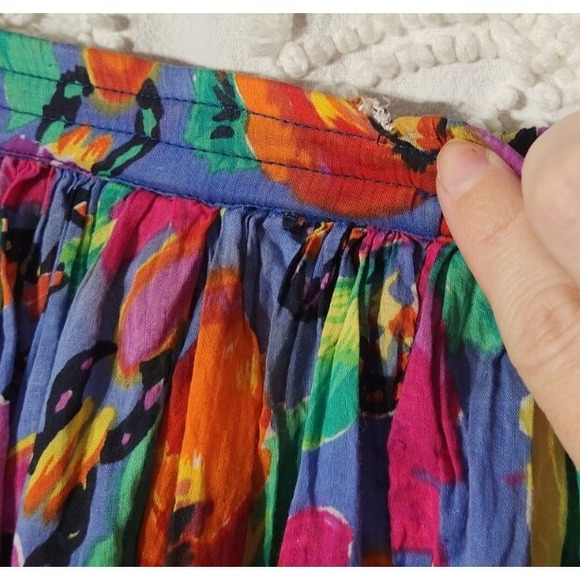 Vintage More Boom Womens Floral Midi Skirt‎ Size 14 Multicolor Pull On Boho Full - Picture 8 of 10
